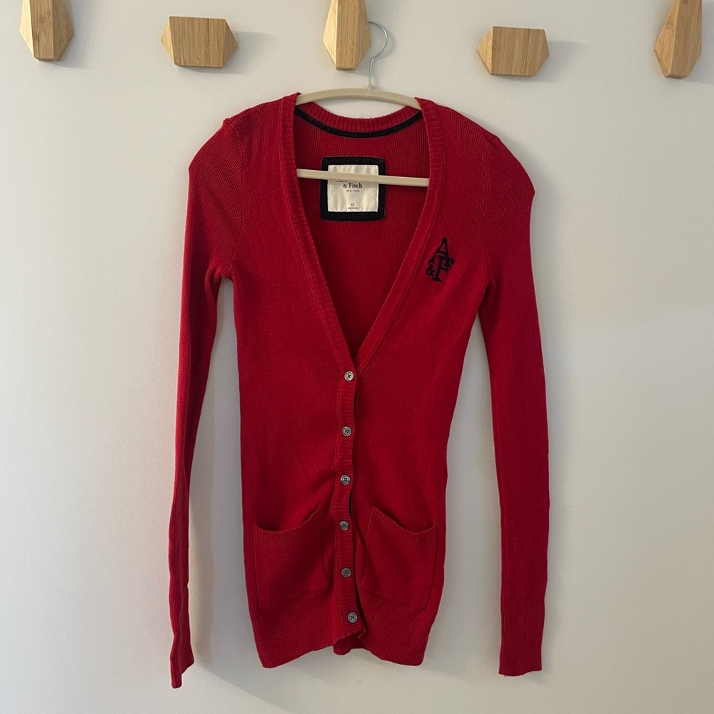 Abercrombie and Fitch A&F Women Red Cardigan Sweater XS